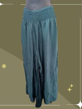 ✨ Kantha Bae Silky Emerald Palazzo Wide Leg Pant Osfm